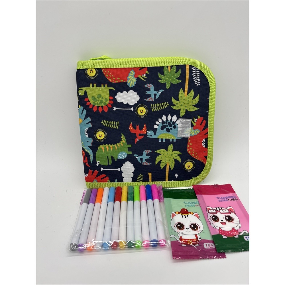Eraseable Doodle Box Set‎ for Kids-Magic Drawing Book With 6 Pens DInosaurs-Blue